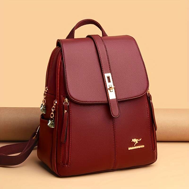 Stylish Retro PU Leather Backpack Fashion Flap with Anti-theft Pocket Versatile for Travel, School & Daily Use - Durable Daypack