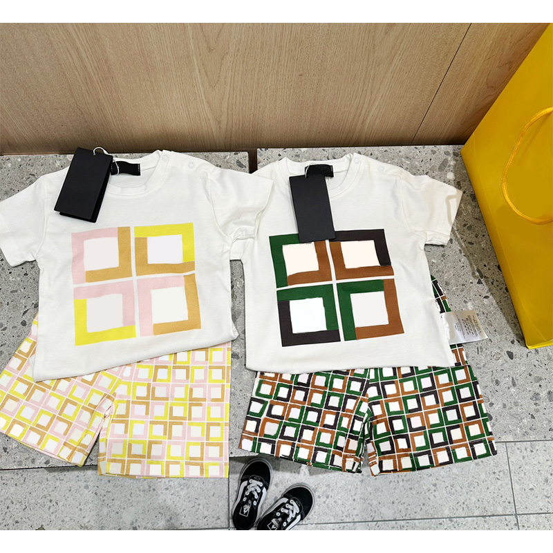 Baby Casual Suit Bear Letter Short Sleeve Set Summer Cotton Shorts Cute Tracksuit White Tops Quality Clothing Sets 66-100cm-image-965899123