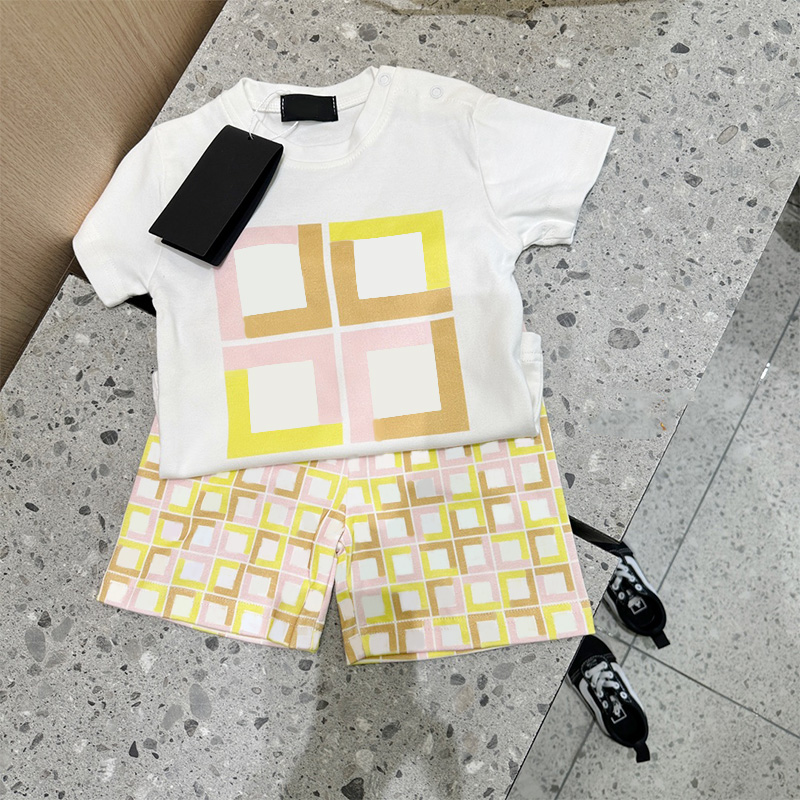 2024 Babies Casual Suit Bear Letter Short Sleeve Set Summer Cotton Shorts Cute Tracksuit White Tops Quality Clothing Sets 66-100cm-image-965899899