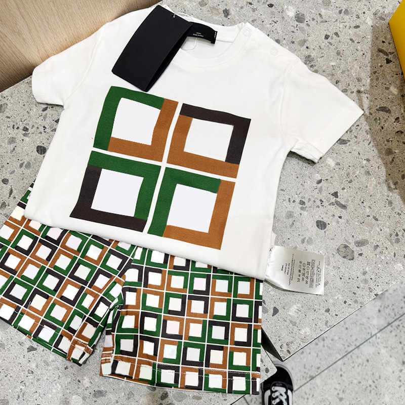 Babies Casual Suit Bear Letter Short Sleeve Set Summer Cotton Shorts Cute Tracksuit White Tops Quality Clothing Sets 66-100cm-image-965899454