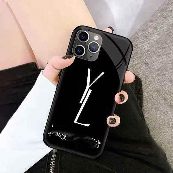 designer Luxury Phone case for 14/13/12/11 Pro max iphone case fashion solid color women's glass tide-image-966014786