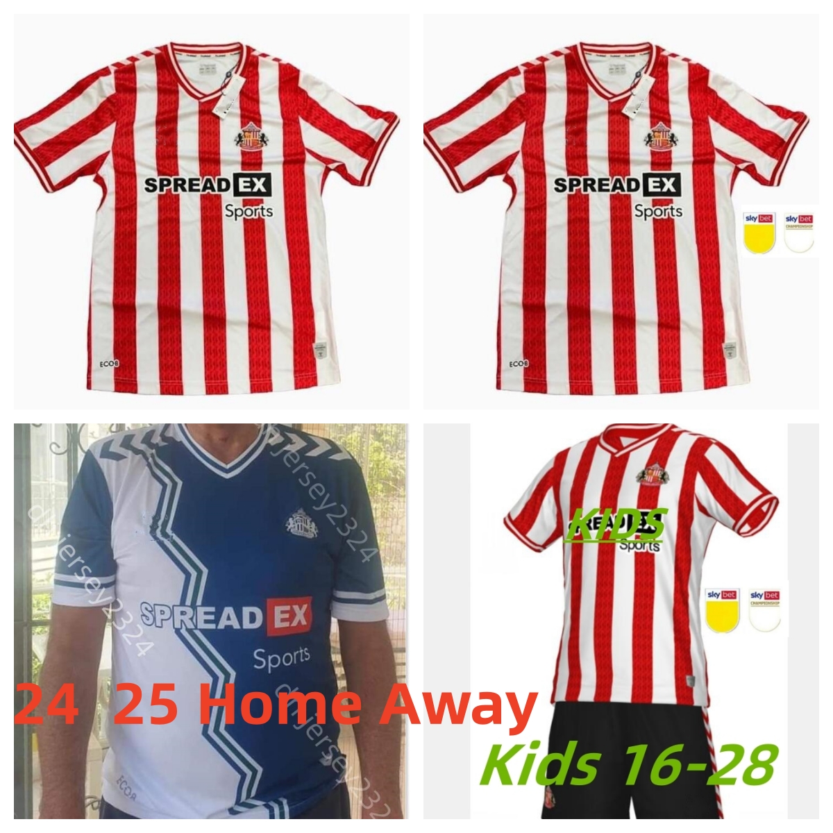 24 25 SUNDERLAND Home Away Soccer Jerseys adult kids STEWART SIMMS ROBERTS AMAD CLARKE DAJAKU EMBLETON EVANS O'NIEN Football Shirt PRITCHARD Mens Kids Kit 