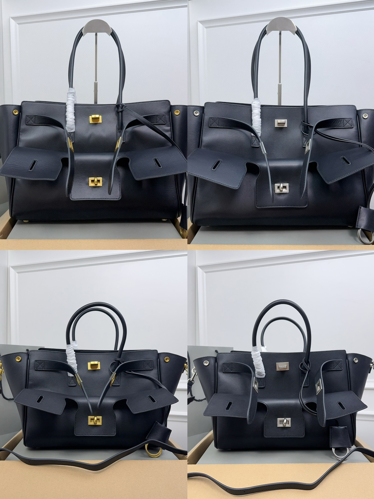 New 10A Bel AirI XL Carry All Bag Luxury Designer Smooth Calfskin gold Silver metal Shoulder Bag Flat Zipper Pockets Tote Bag Removable Leather Key