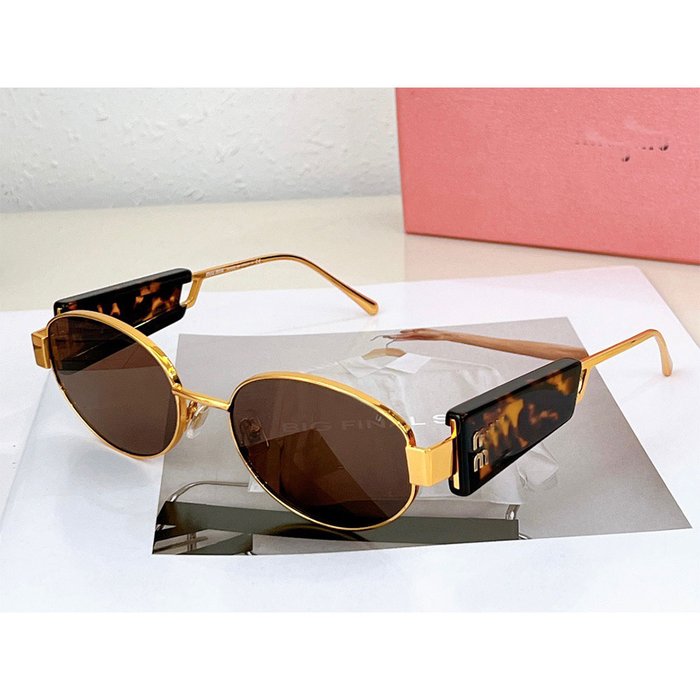 Designer women metal sunglasses Metal frame temple with letter logo Luxury women small frame beach outdoor sunglasses 5688-image-966091897