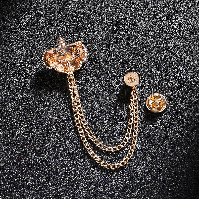 Pins Brooches Fashion Unisex Jewelry For Men Women Gold Round Chain Tassel Big Large Lel Pin Shirt Collar Clip-image-812185287