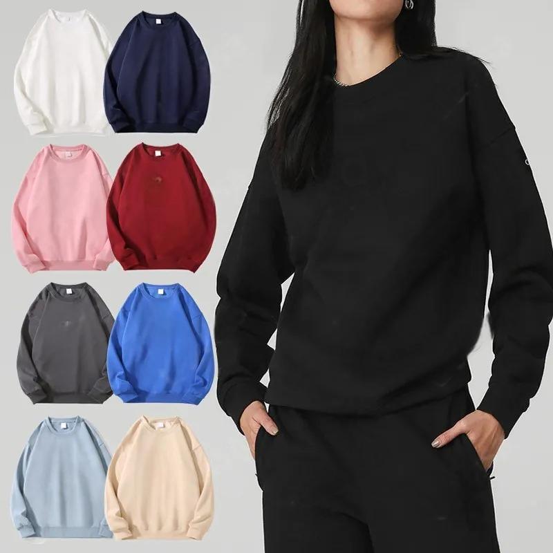 Sweat à capuche pour femme tenue de yoga parfaitement sweat-shirts pull ample à manches longues haut court fitness entraînement col rond chemisie