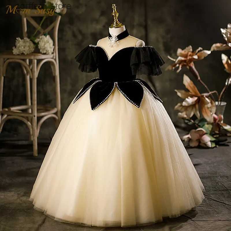 Girl&#039;s Dresses Fashion Baby Girl Princess Luxury Long Dress Off Shoulder Toddler Teen Child Black Vintage Vestido Party Pageant Ball Gown 2--image-997617656