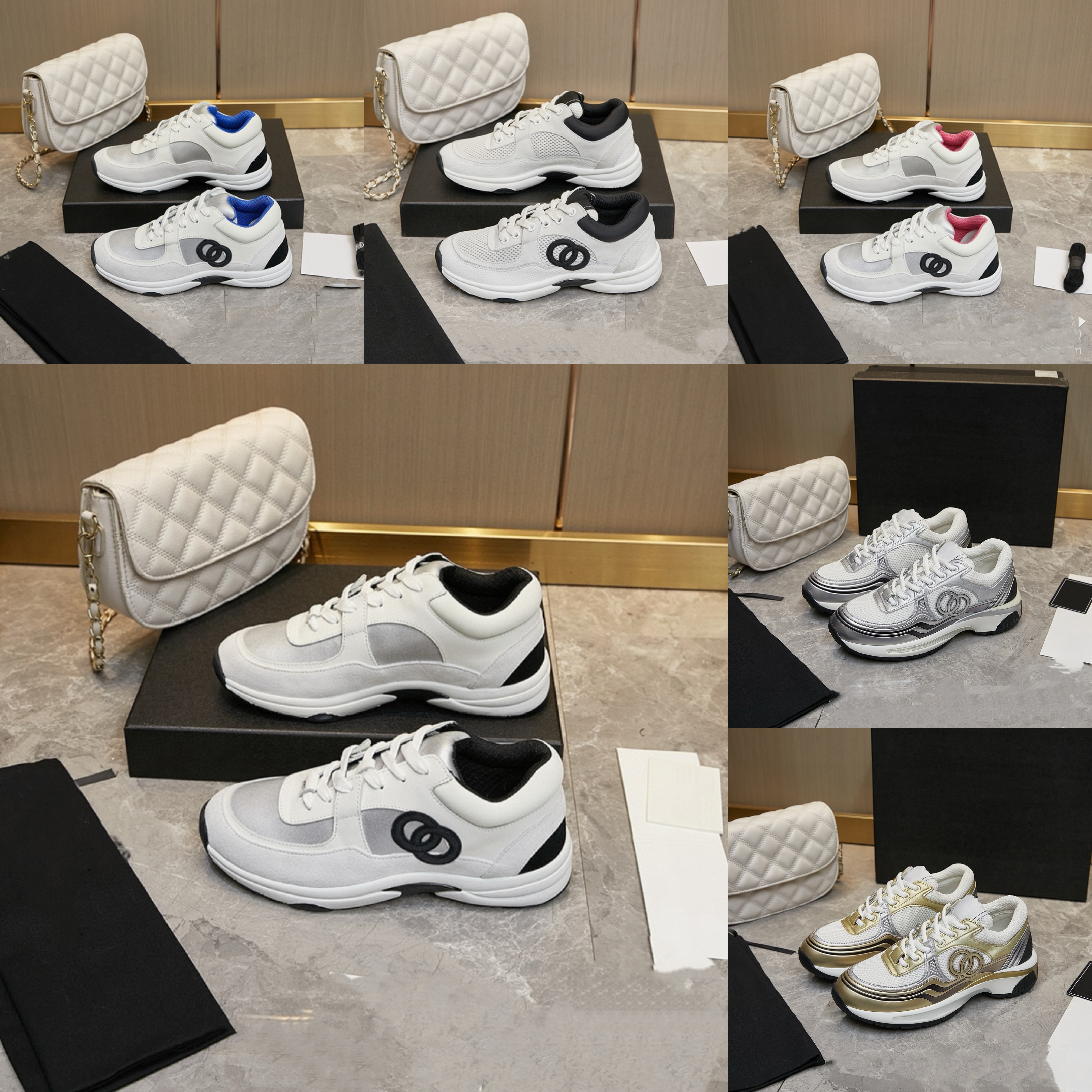 designer women shoes men sneakers casual white sneaker Luxury black man red label series of high quality mesh beef cowhide splicing patent leathe