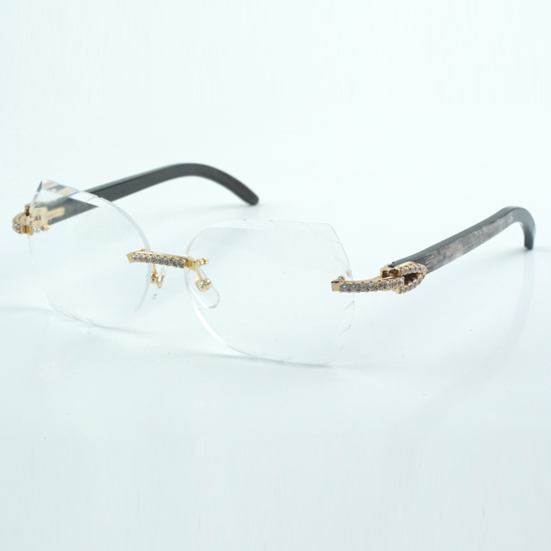 Factory direct sales of fashionable luxury classic medium diamonds and cut clear lens 8300817 natural black textured buffalo horn leg size 60-18-140