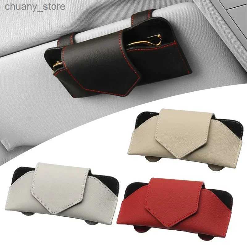 Sunglasses Cases High Quality Car Eyeglass Case Foldable Sunglass Soft Glasses Holder Multi-Function Auto Sun Visor Glasses Storage Holders Y2404-image-966700750