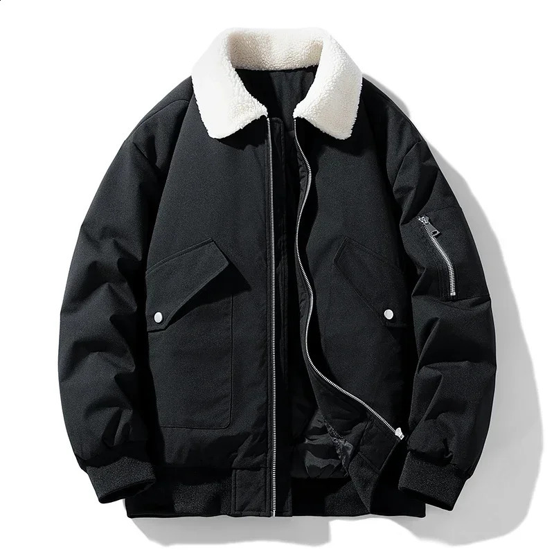 8XL Mens Winter Jacket Plus Size Thick Coat Mens Leather Collar Parka Jacket Coat Korean Fashion Large Bomber Jacket 241116