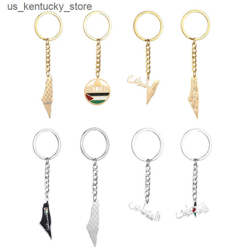 Keychains Lanyards Fashion Stainless Steel PLE Al Aqsa Keychain Middle Eastern Hebrew Charm Keyring Packaging Hanger Keyholder Jewelry H241118
