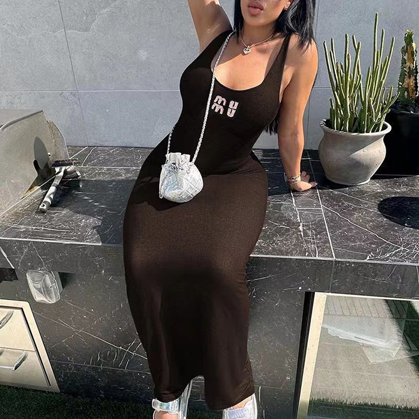 Womens Casual Dresses Knits Promdress Printed Designer Vest Shirts Tops Spring Autumn Tanks Hot Flat Skirts Woman Slim Outwears Summer Dress Vest-image-966836052