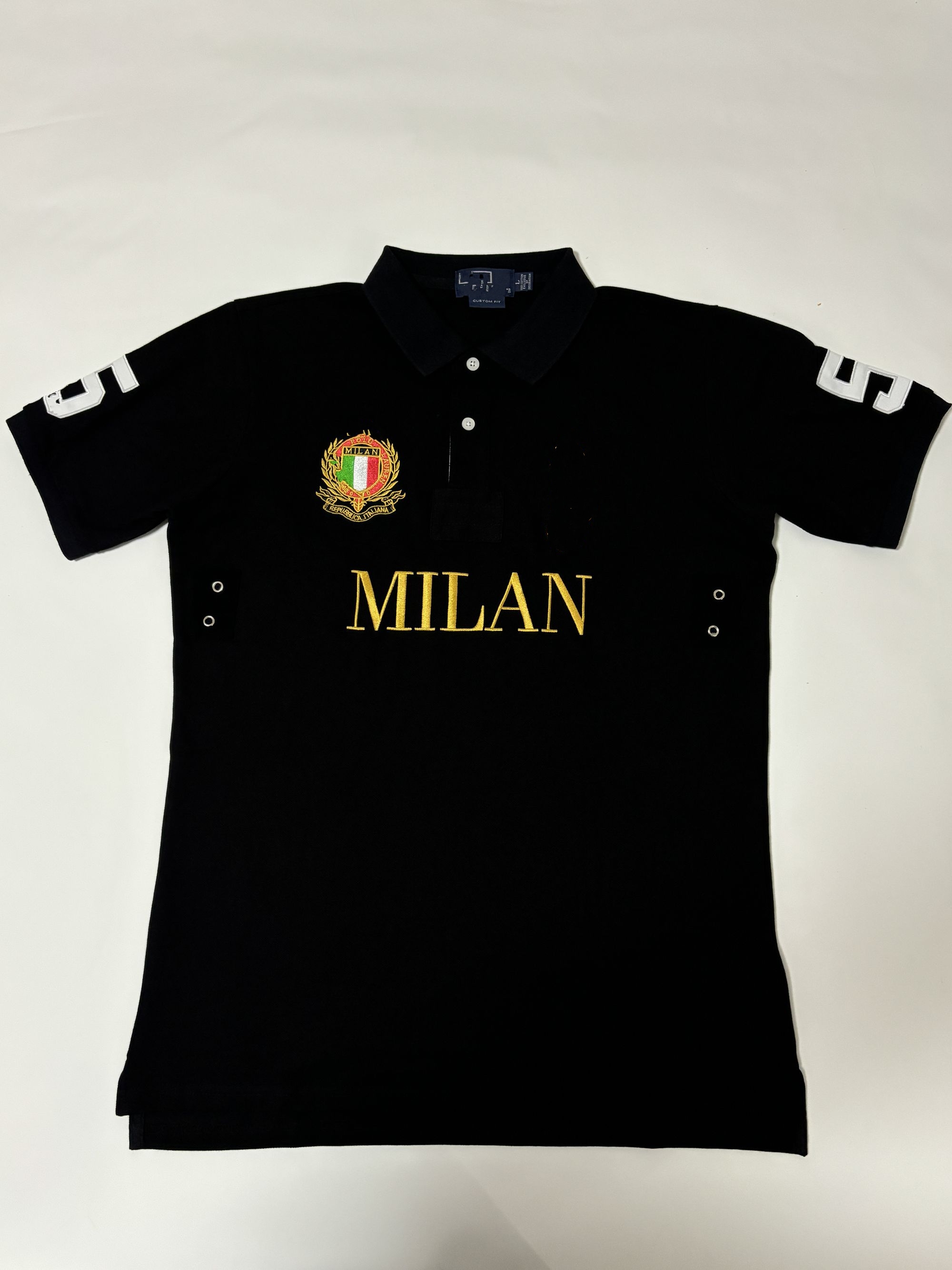 Milan Polos shirt, European and American Red Black men's short sleeved T-shirt, casual color blocked cotton, plus size embroidered youth fas
