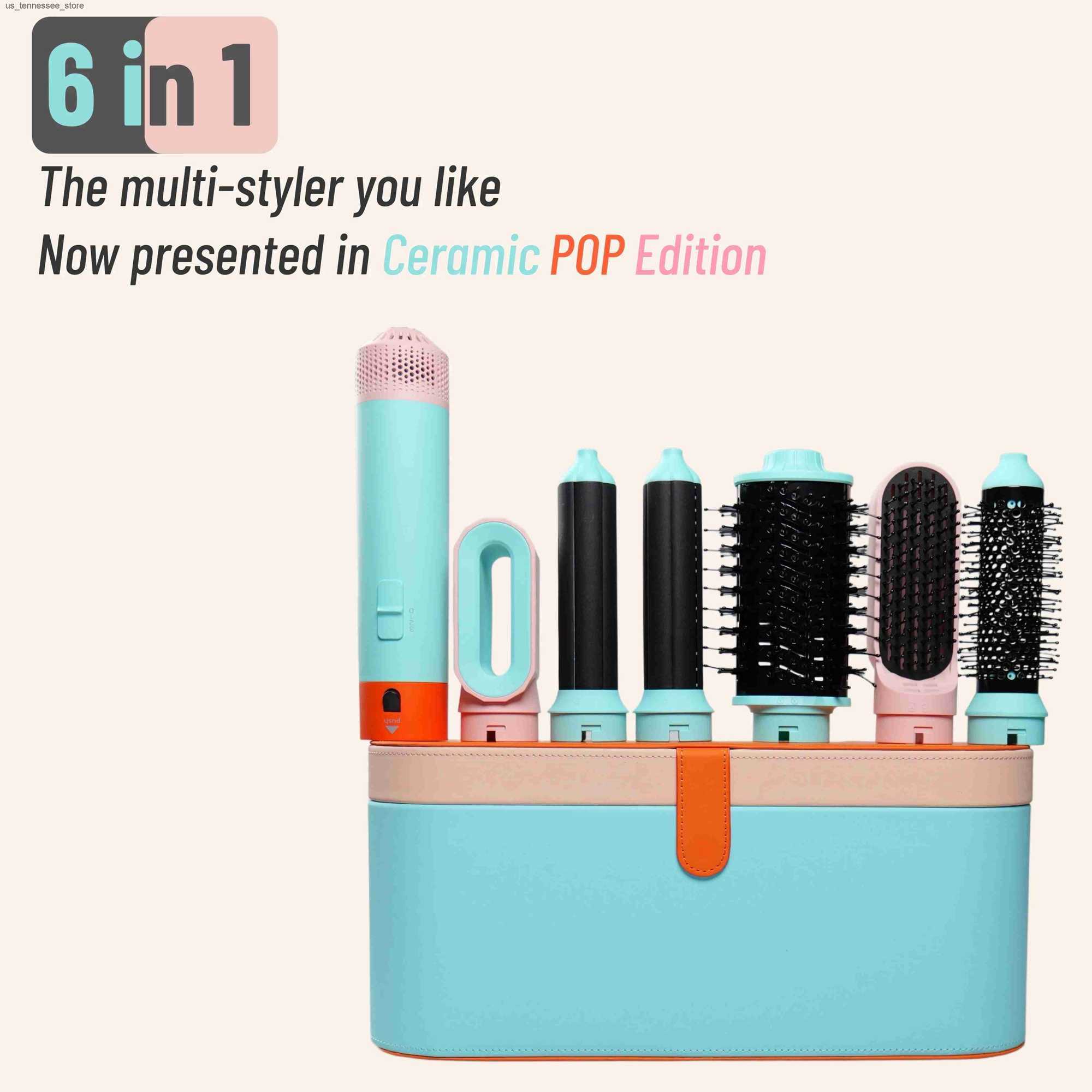 Hair Curlers Straighteners 6 in 1 Hair Styler With Electric Curling Iron Hair Curler Dryers Curling Rollers Hair Curler With Dryer And Straighten-image-1033394786
