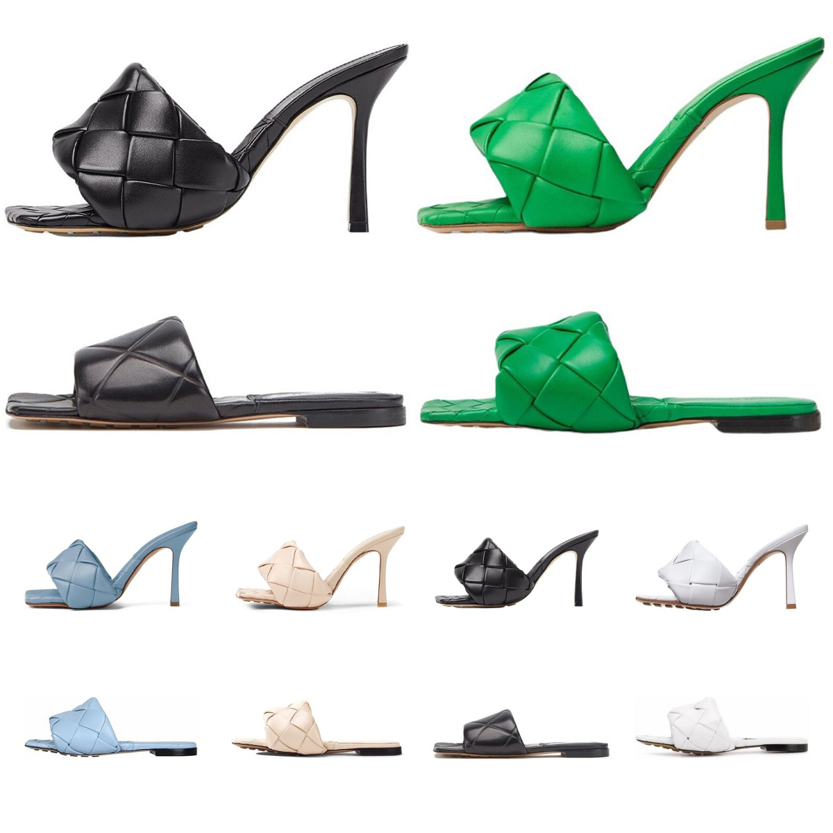 Lido sandales pantoufles femme designer chaussures robes chaussures tissées mules plates plats intrécciato nappa carré les dames dames mariage ta