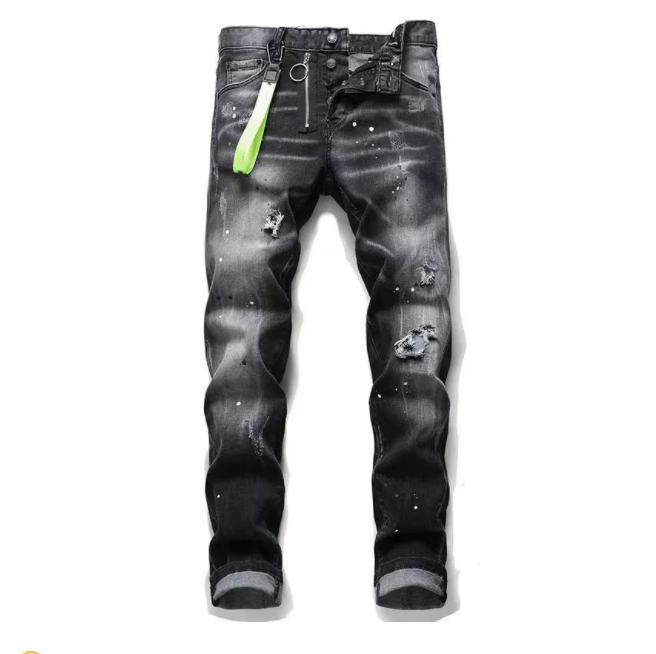 Designer jeans mens pants linen pants Hip Hop Men Jeans Distressed Ripped Biker Slim Fit Motorcycle Denim For Men28-40-image-793635024