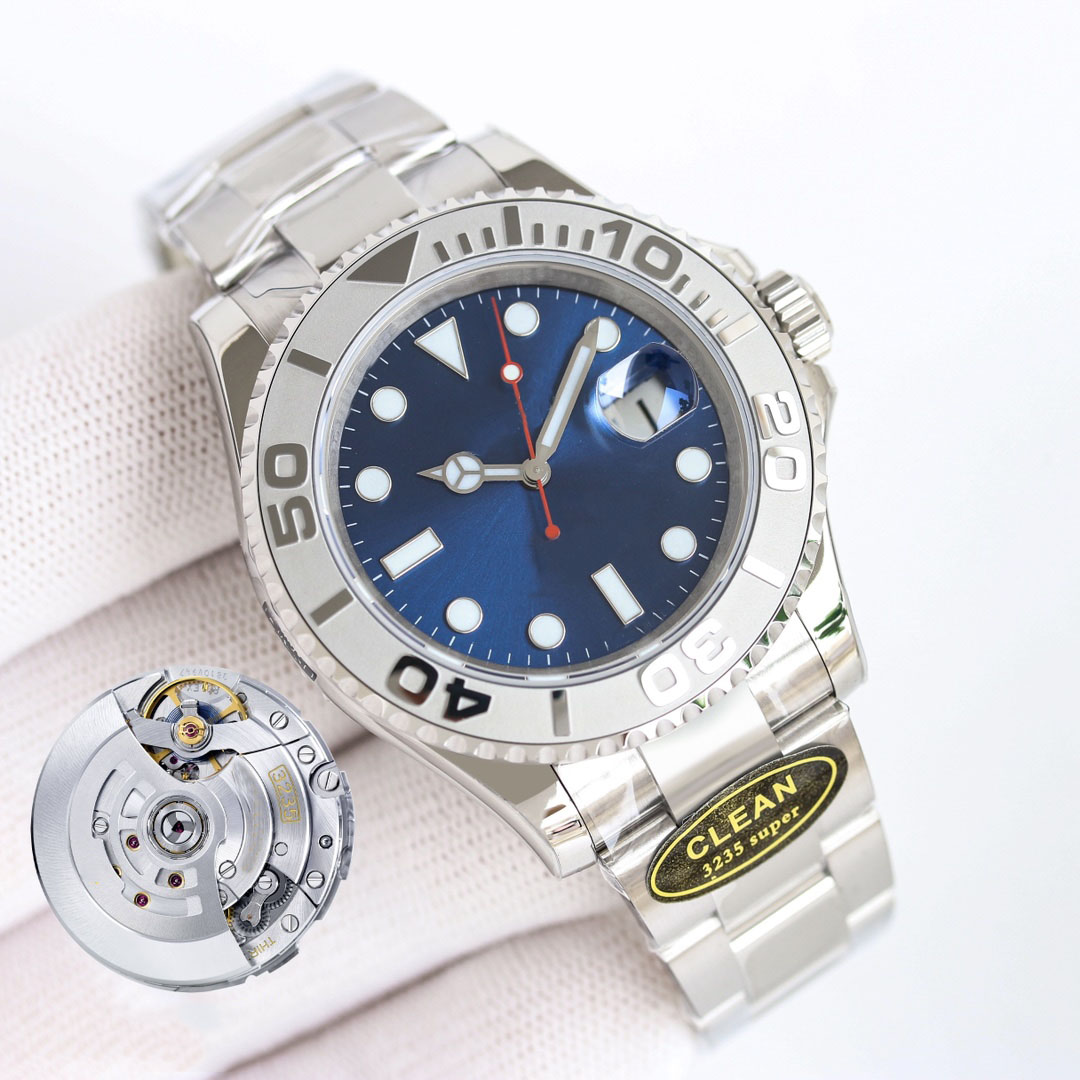 Dernière version C Factory Men's Watch Sapphire 40mm Mirror haut de gamme Version 3235 Mouvement mécanique Code de montre dans les aiguilles de t