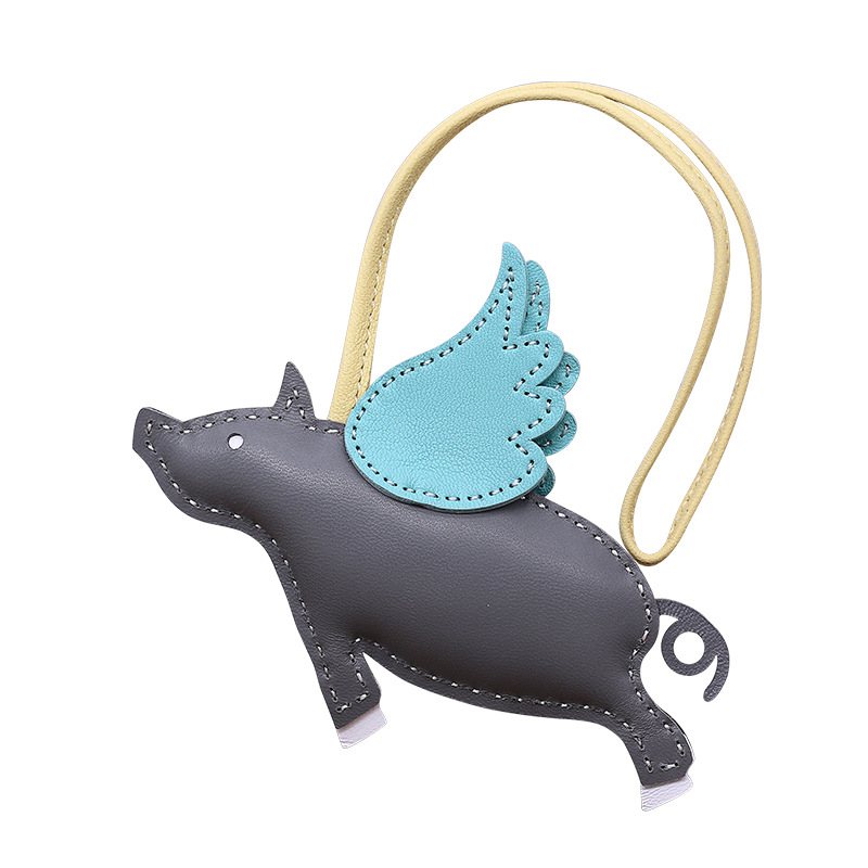 Couture à la main dessin animé petit crabe sac en cuir ornement clé de voiture pendentif fait main porte-clés