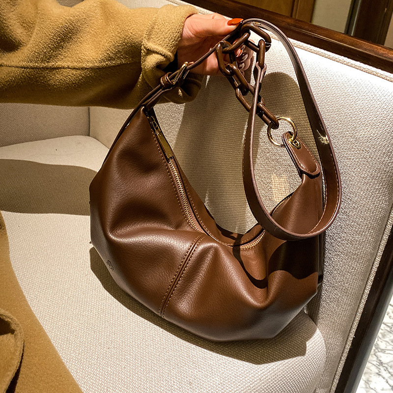 Sacs à main en cuir souple de haute qualité Vintage bandoulière tendance femmes chaînes solides sacs à bandoulière femme 2024 nouveau