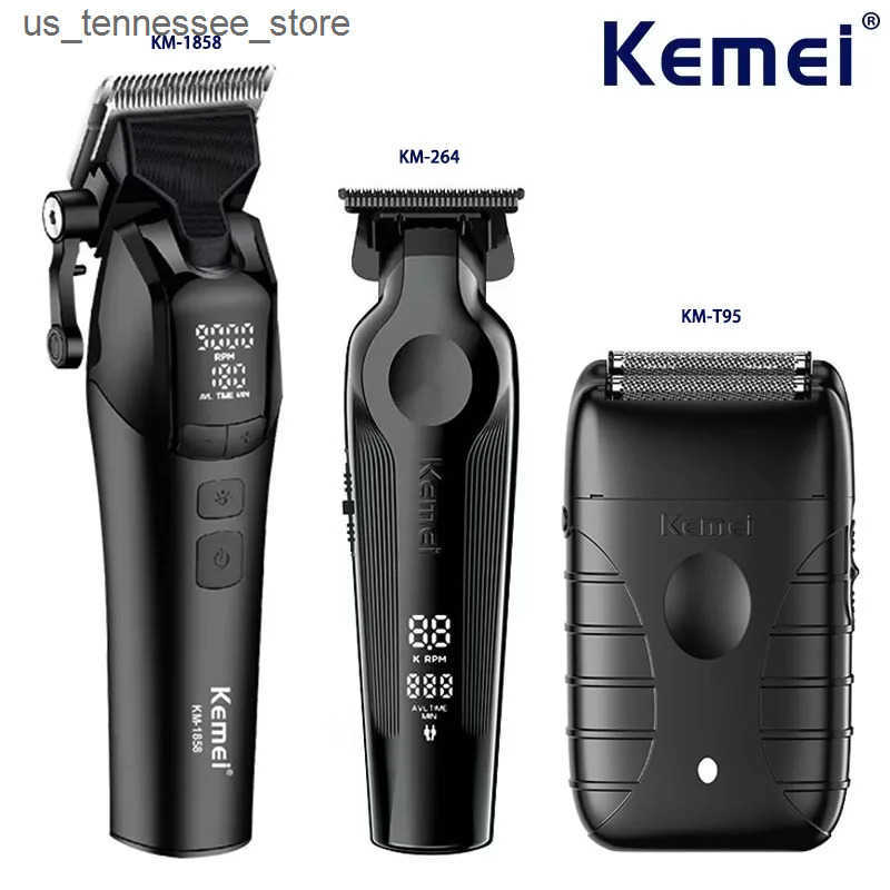 KM-1858 9000RPM 10W Hair Clipper KM-264 Rechargeable Electric Trimmer KM-T95 Shaver For Men Barber Clippers Kit J241119-image-1066423940
