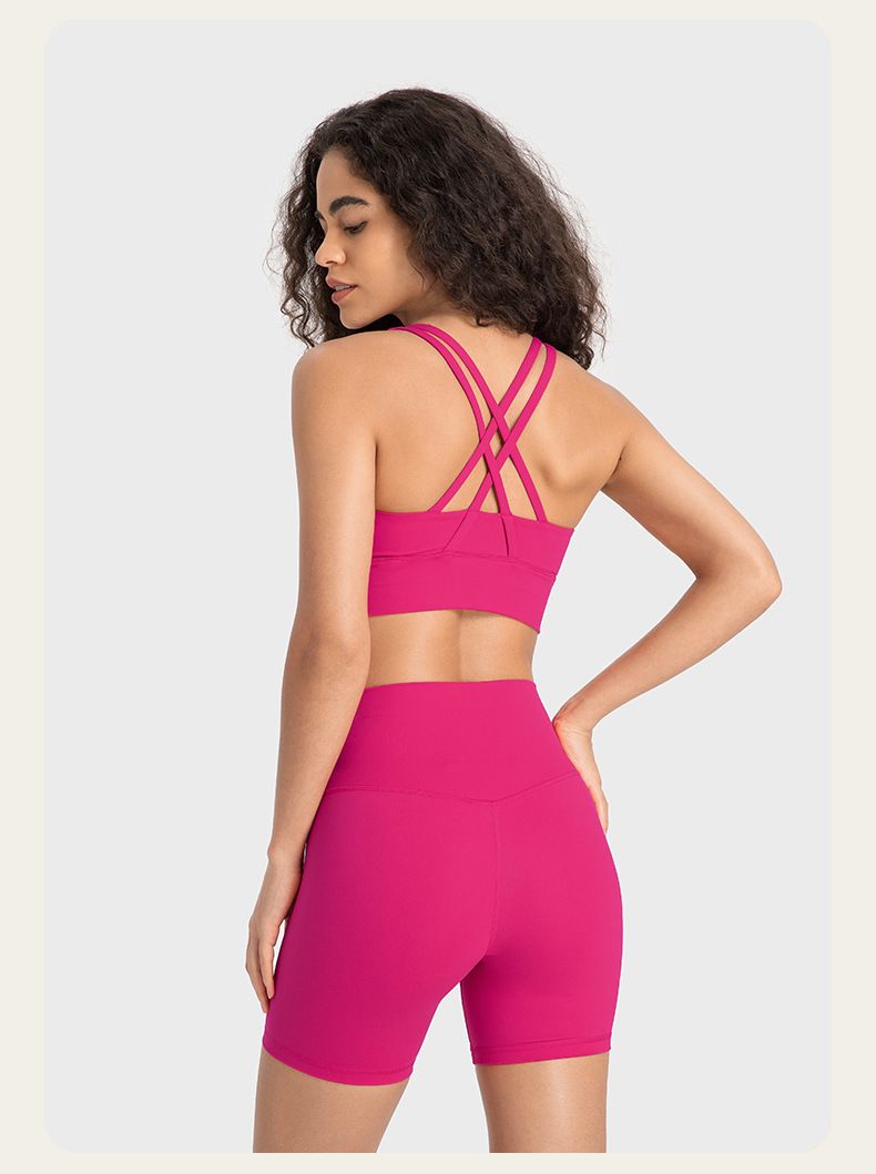 UU-370 Buttery-Soft Sports Bra Classic Yoga Bra Skin-friendly Women Brassiere Fashion Tops Sexy Cross Strap Tank Lady Underwear Fitness Vest with-image-906433791
