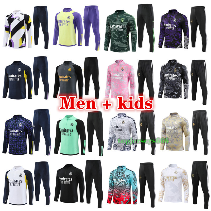 2024 2025 Real Madrids BELLINGHAM VINI JR soccer tracksuit Men and kids 23 24 25 football tracksuit training suit jogging kit chandal futbol Survetement Foot 