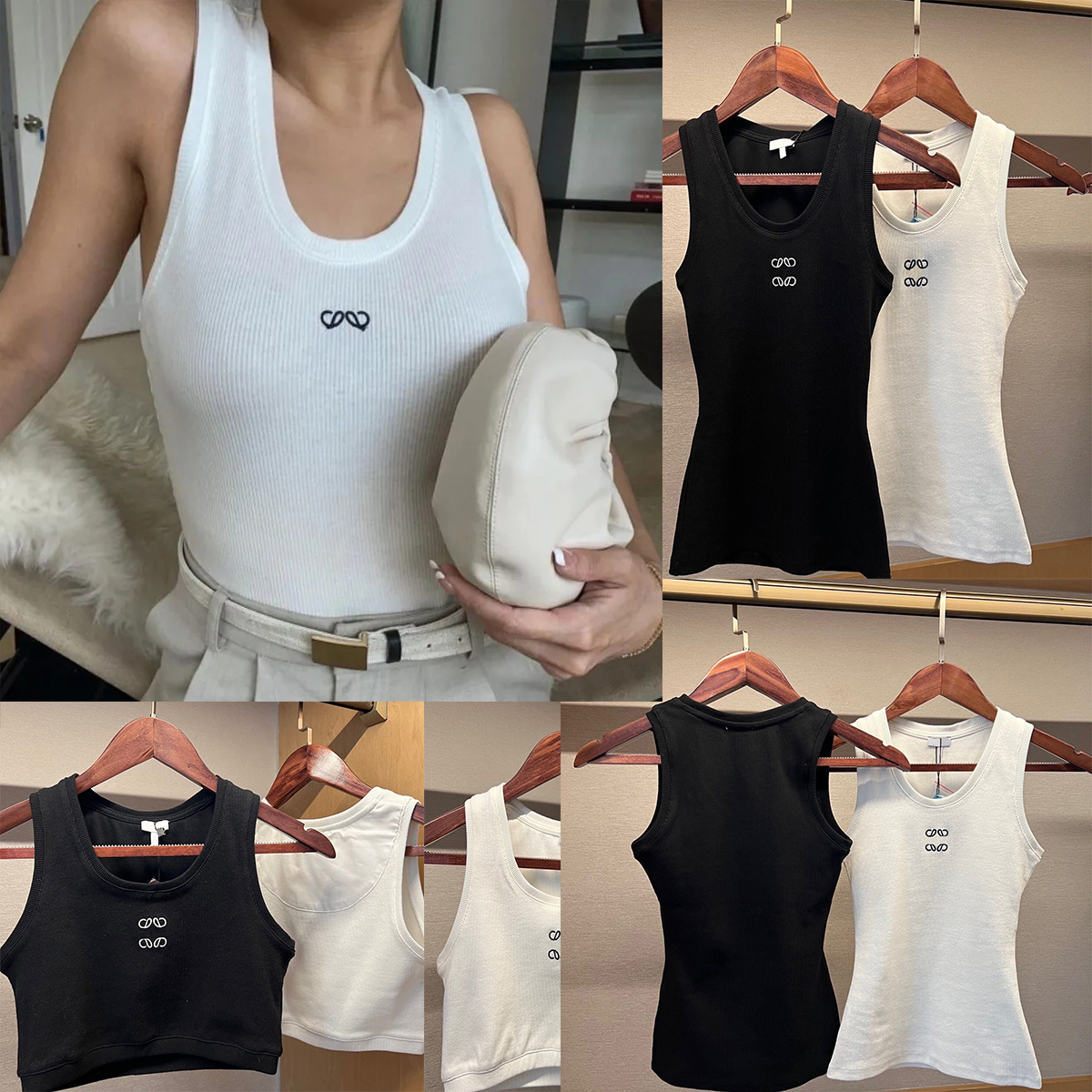 Women&#039;s Tanks Designer vest top women summer slim Knits Top Tee sleeveless Breathable sportswear Cropped Tank womens designer clothing-image-967214205