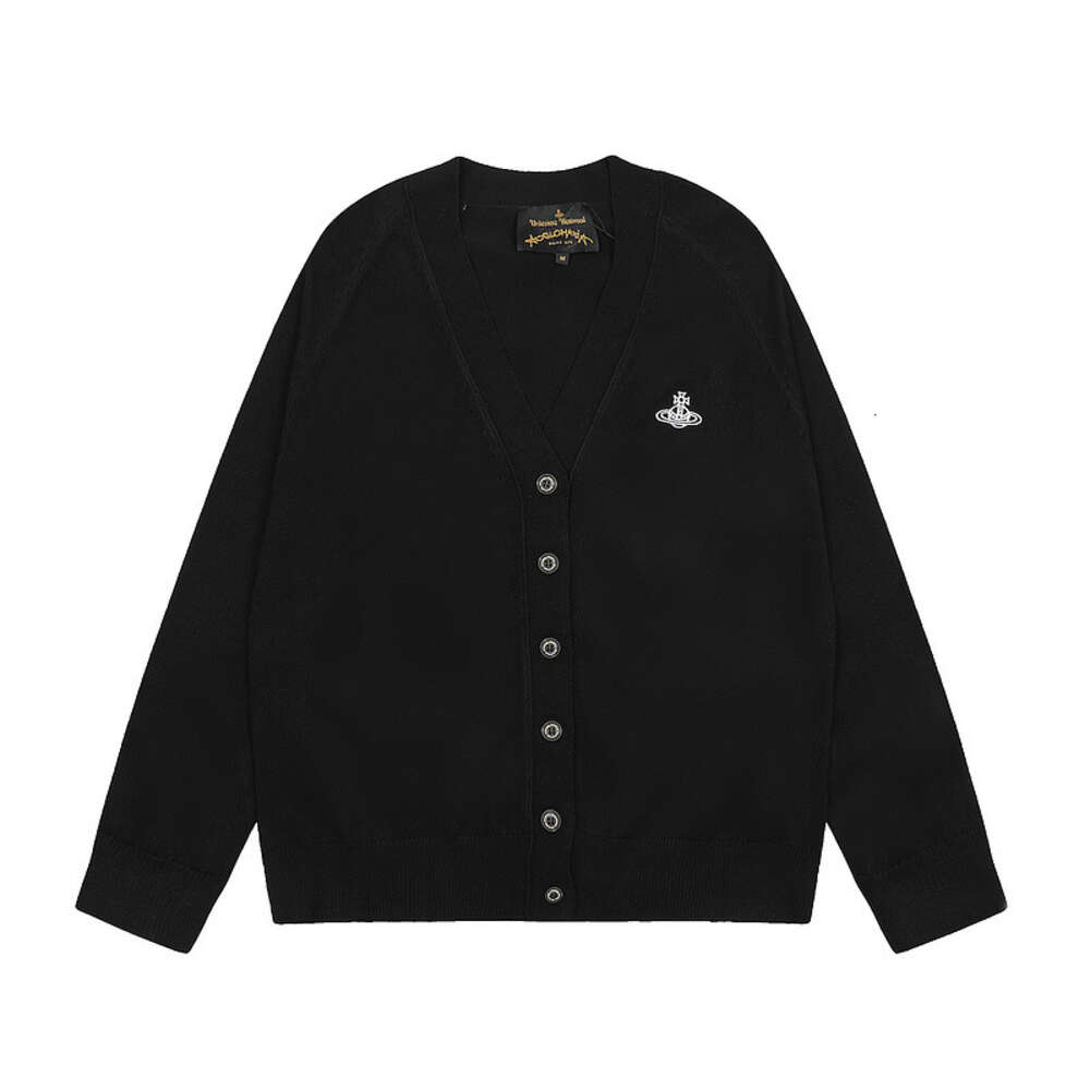 VIVI Sweaters High Quality Designer Saturn Planets Embroidery Logo Empress Dowager 2026 New Cardigan High Quality Cotton Knitted Thicken Keep Warms