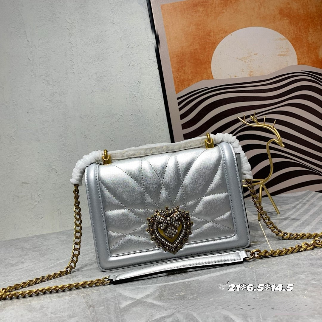 Luxury Women's Crossbody Bags Genuine Leather Cowhide Chain Bag Brand Pearl Button Evening Bag European and American Style