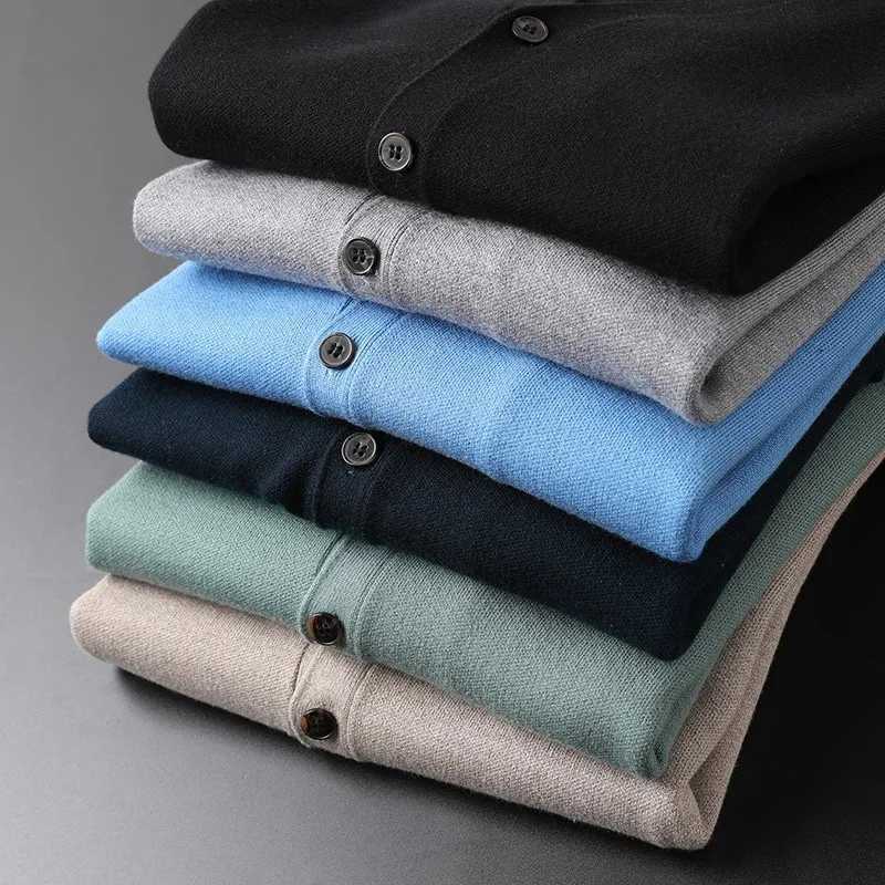 Large M 5XL cashmere cardigan solid color knitted V neck warm wool mens high end casual jacket new style W241119 61