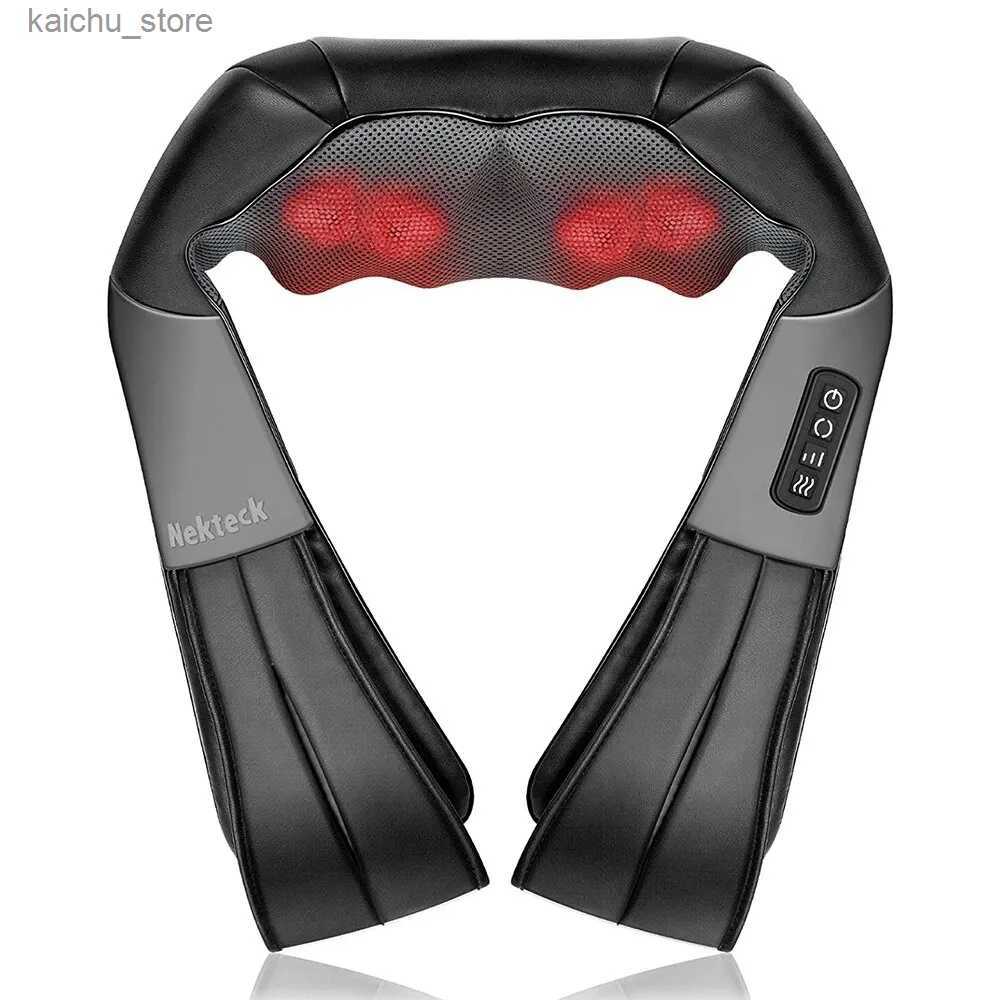 Electric massagers Finger pressure neck and back massager with soothing heat Nekteck electric deep tissue 3D kneading massage pillow used for sho-image-972154472