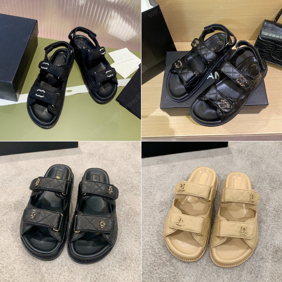 Sandale de créateur pour femmes Plateforme sandales plage sandale glissades chaussures épais en bas de talon plat à talon plat boucle à crochet d