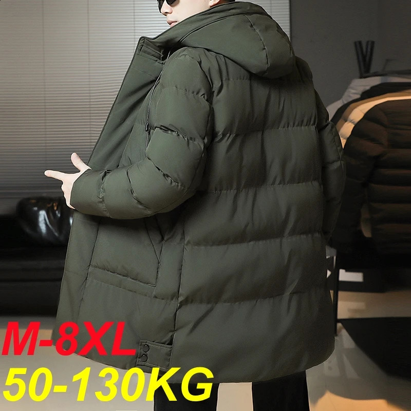 Winter Parkas Men Thick Warm Jacket Coats Plus Size 8xl 7xl 6xl Casual Padded Cargo Male Long Windbreak Outerwear 241119Z