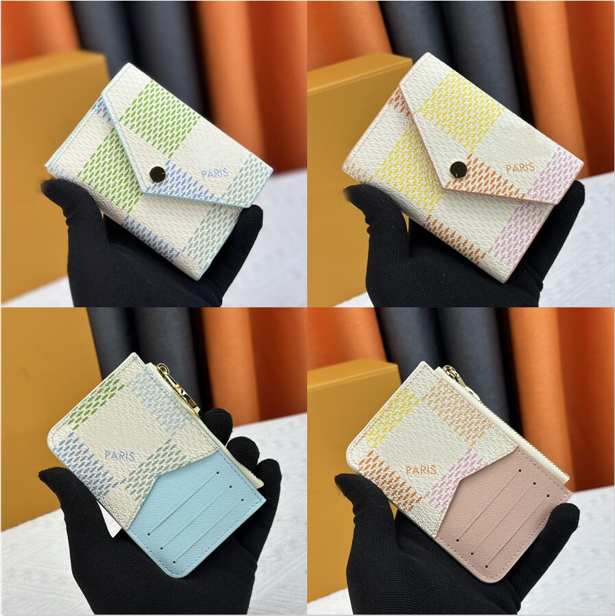 24 new color Green/Pink Chessboard ROMY Clamp High Quality Card Wallet Multiple Card Position Zero Wallet-image-967560825