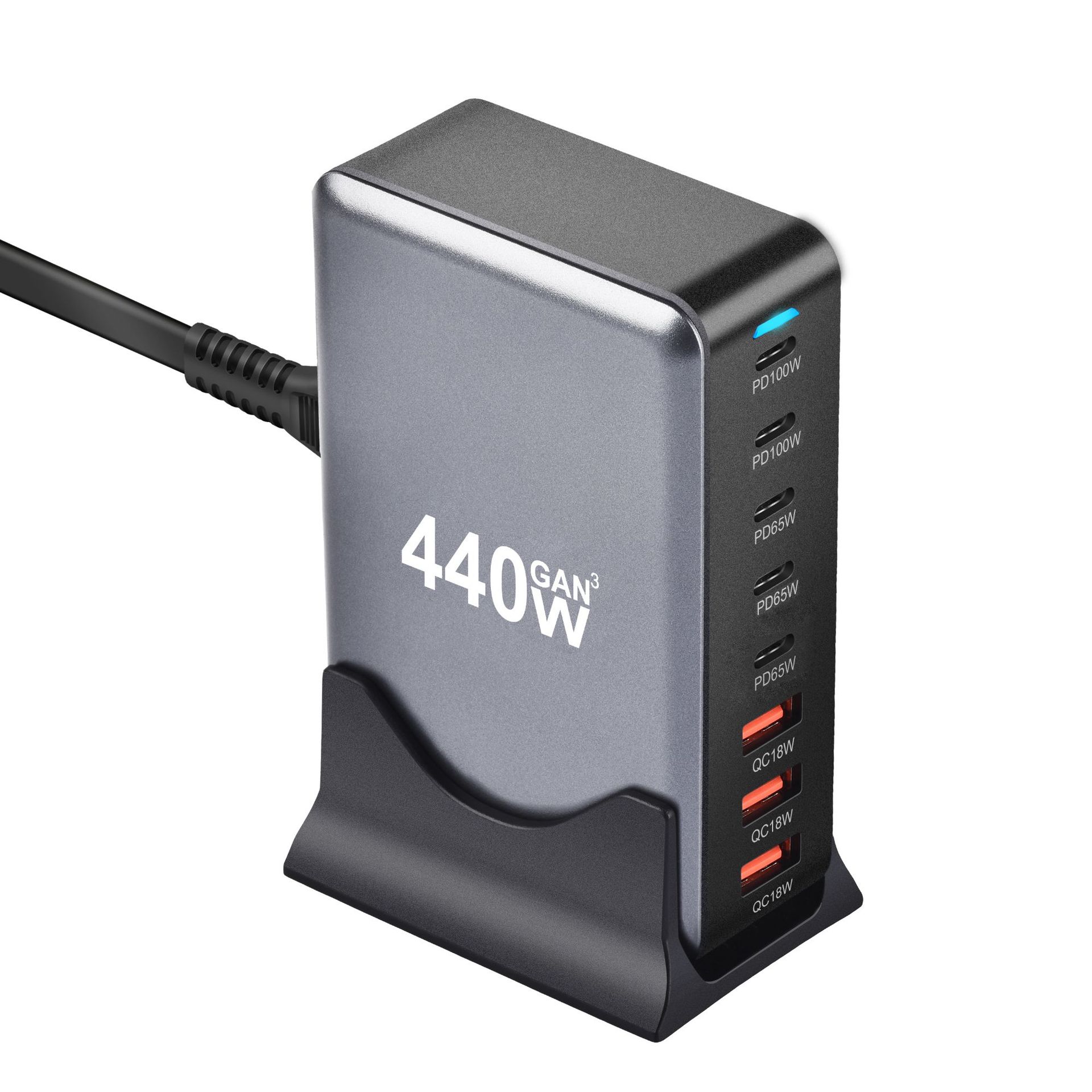 High Efficiency 440W GaN PD Desktop Charger - Versatile Multifunctional Adapter-image-1033894223