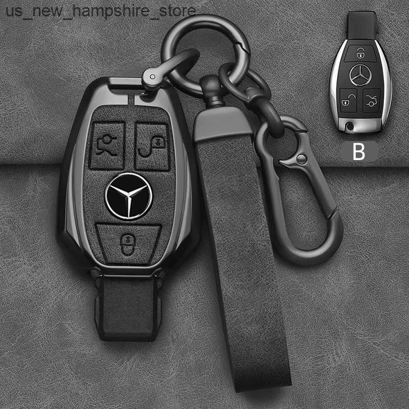 Car Key Alloy Style Car Key Case Cover Shell Fob For Mercedes Benz A B C E G Class C200 C300 E350 W205 E260L GLK A45 AMG BGA Accessories J241120-image-1033985517