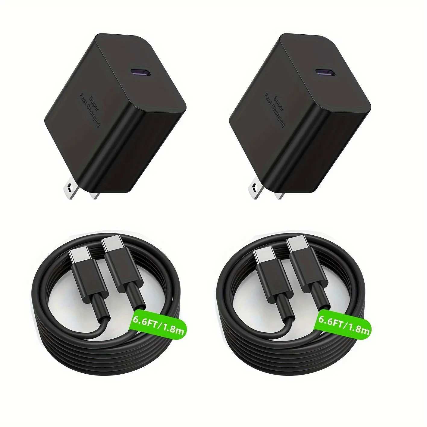 Lot de 2 blocs de chargement rapide 45 W et câble USBC de 2 m utilisés pour Galaxy S24 tra/S24+/S23 S22 S21 tra/Plus iPad Pro/Air Y241119