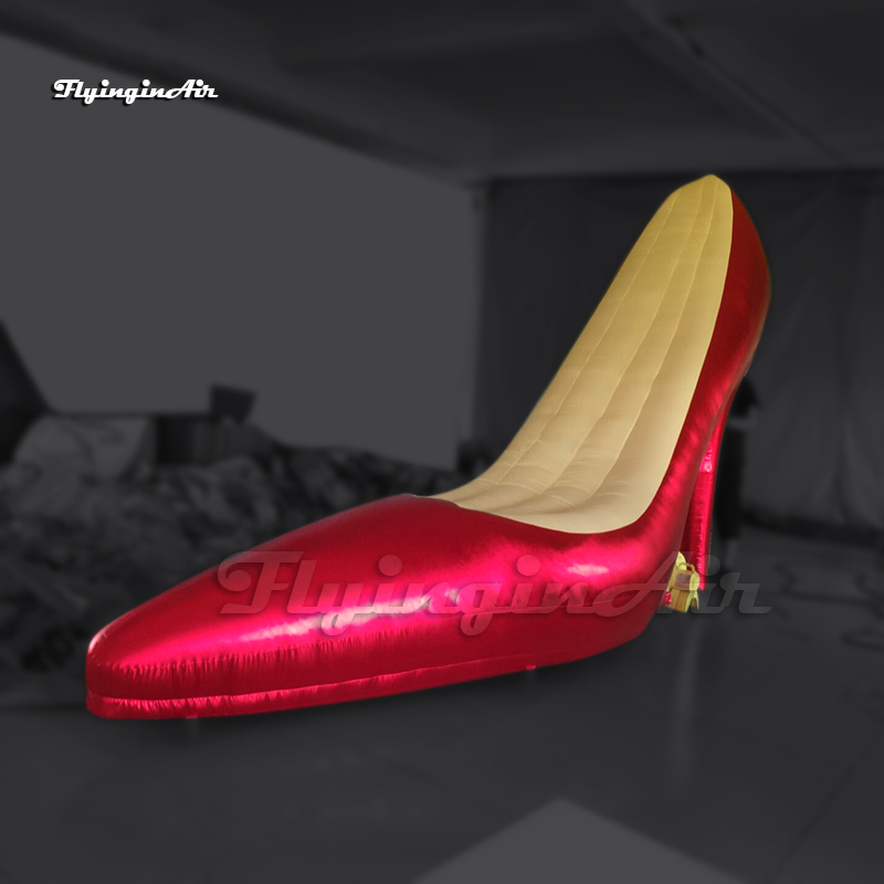 3m Metallic Red Large Inflatable Stiletto Model Air Blow Up Women High-heeled Shoe Replica For Advertisement-image-1094741303