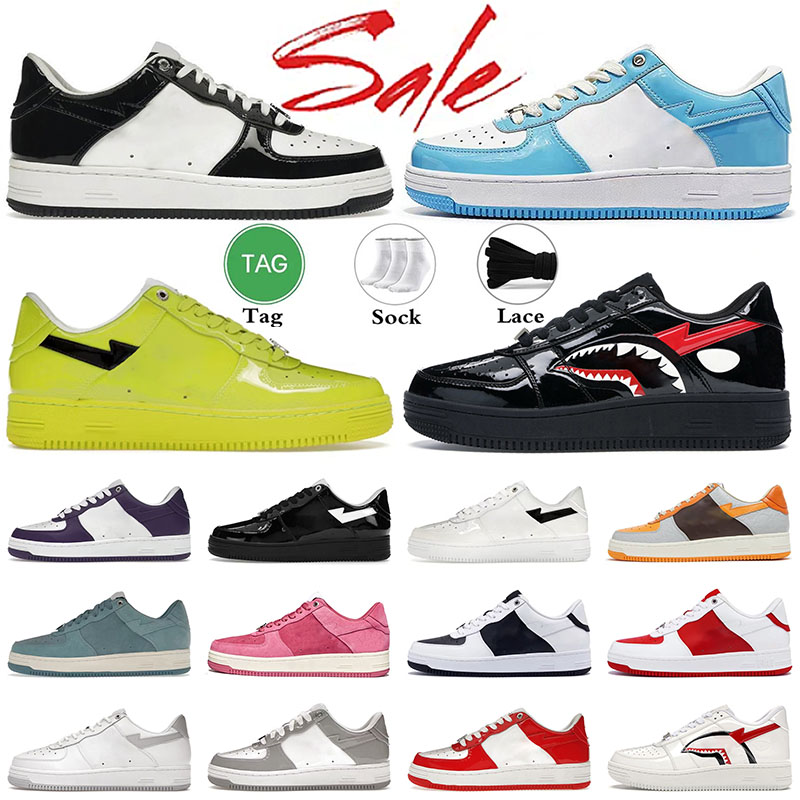 Designer Casual Shoes Low Patent Leather Shark Black White Blue Pink Suede Grey ABC Camo Outdoor Men Women Sports Sneakers Trainers shoe chaussur