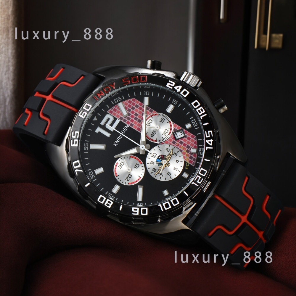 New Arrival Red Luxury Watches for Men Quartz Wristwatch Multifunctional Chronograph Automatic Date Rubber Strap Male Racing AAA Design Male Clocks