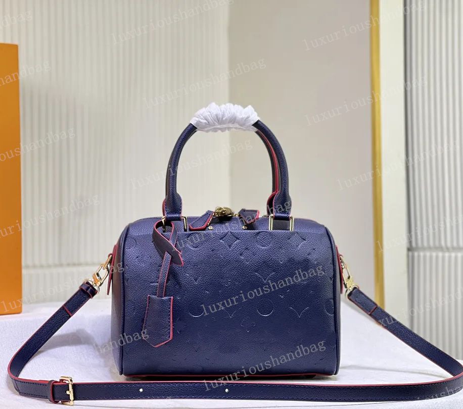SPEEDYS 25 Hand bag Lock Handbag Designers Luxury Crossbody Shoulder Purse Embossed Leather Unisex style Top quality blue black-image-967457450