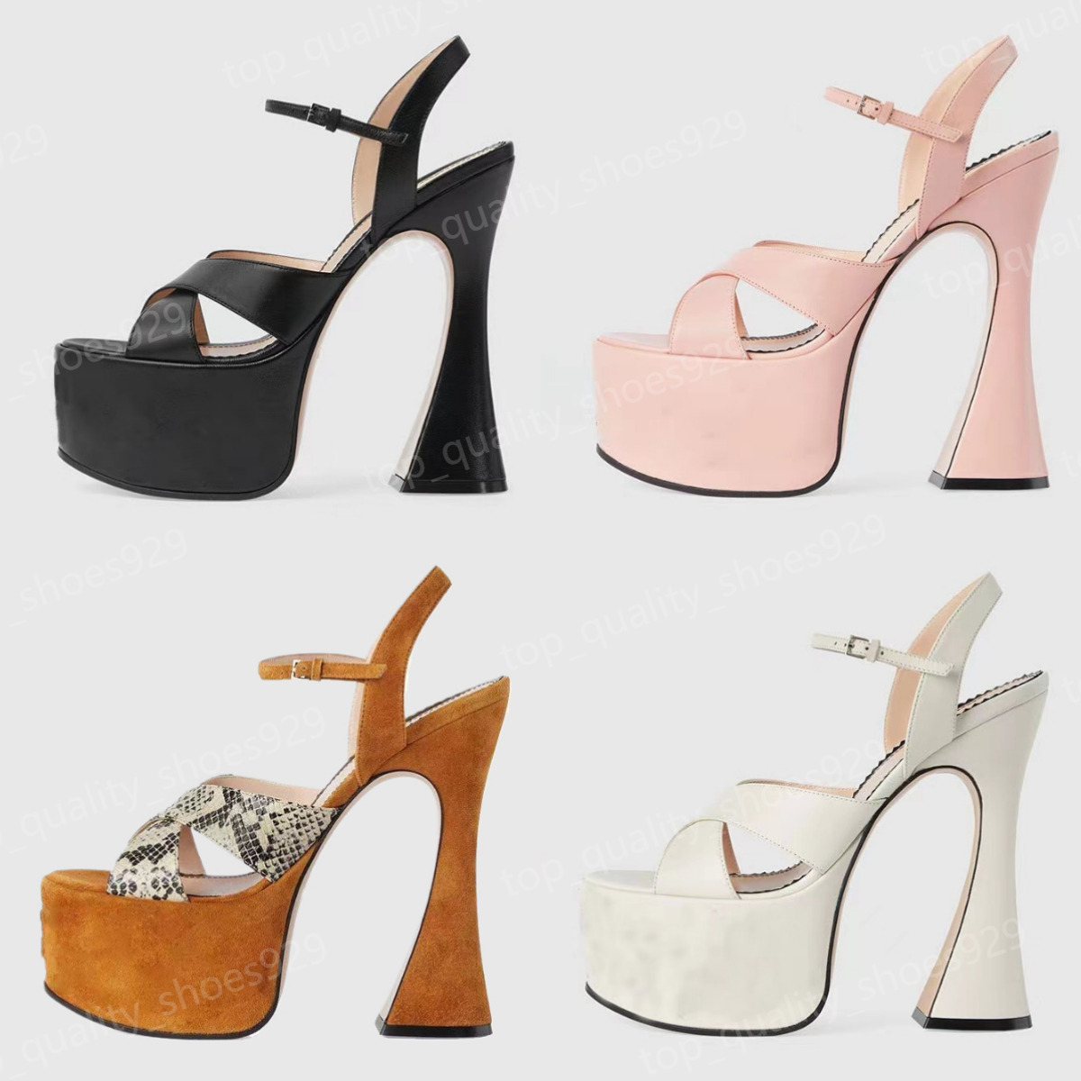 designer high heels Janaya leather Stud-detailed g platform sandals chunky heel Ankle strap open toe heeled block heel sandal luxury designer sho-image-967595949