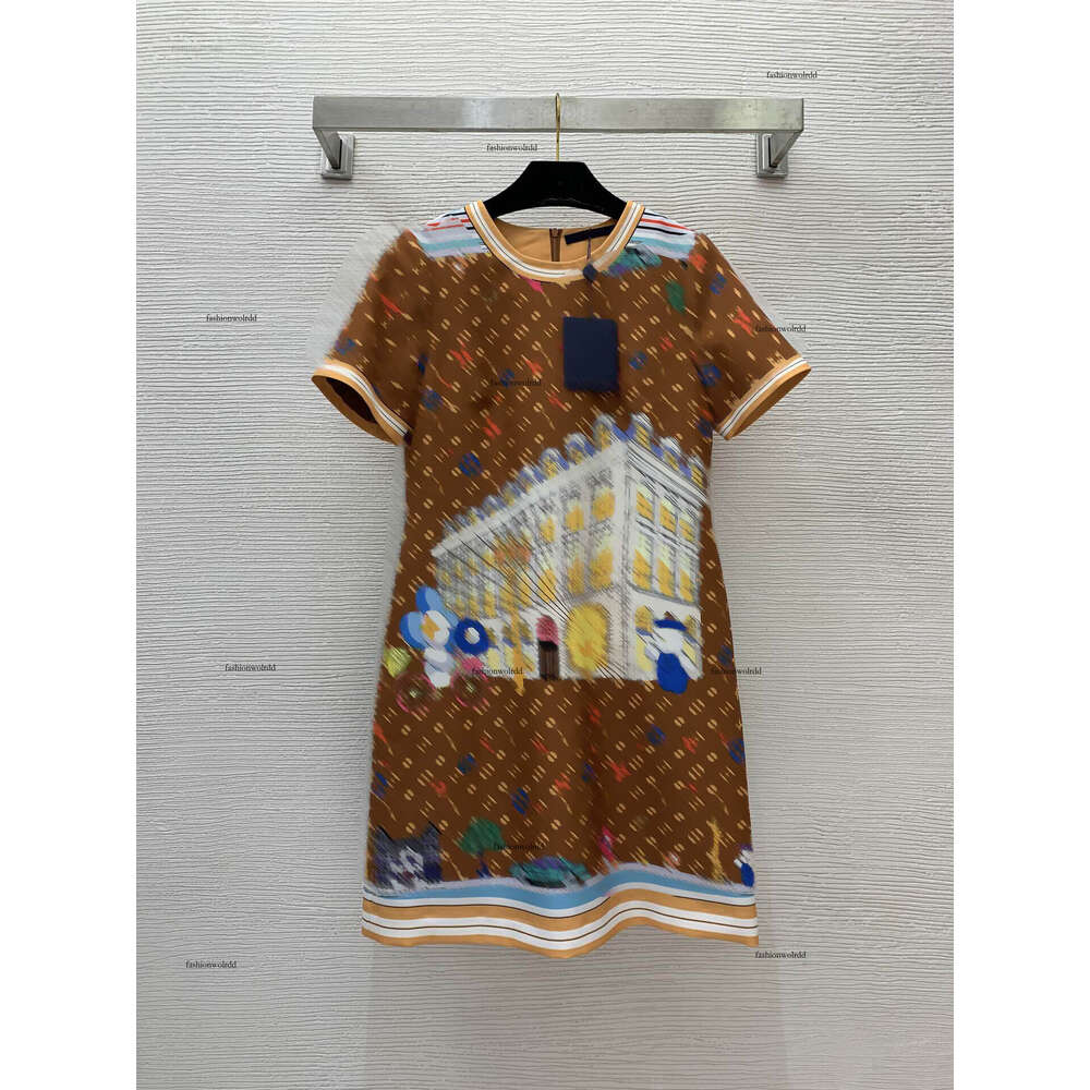 Brand women dress Designer skirt womens dresses Fashion Letter printing stripe Logo woman skirts short sleeves dinner spring dress Apr 19-image-967510996