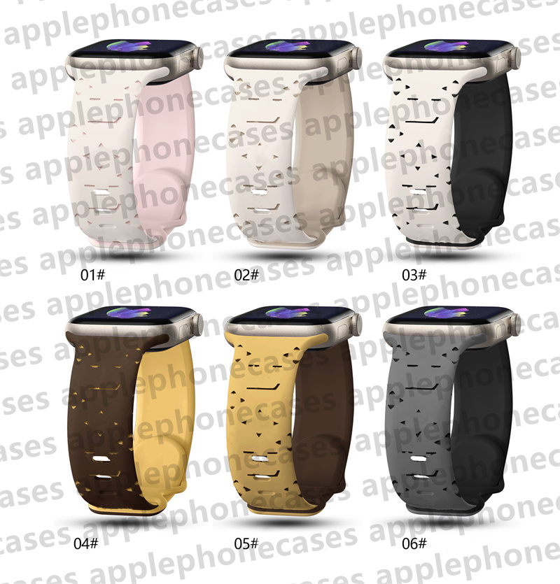 Designer Apple Watch Band Silicone Watchbands For applewatch series 9 10 8 7 6 5 SE Ultra iwatch bands 38 40 41 42 44 45 49 mm Luxury 3D Letter Two