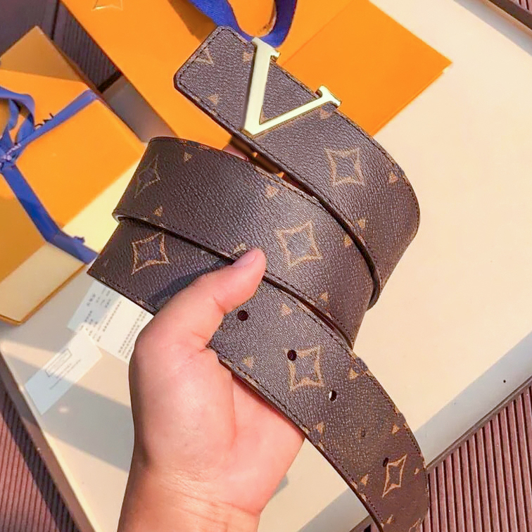 Mirror Quality Plaid Flower Mens Belt Width 3.8cm 10A Luxury Business Man Designer Belt Casual Fashion Womens Brown Belts Lady Reversible Dhgate Gen