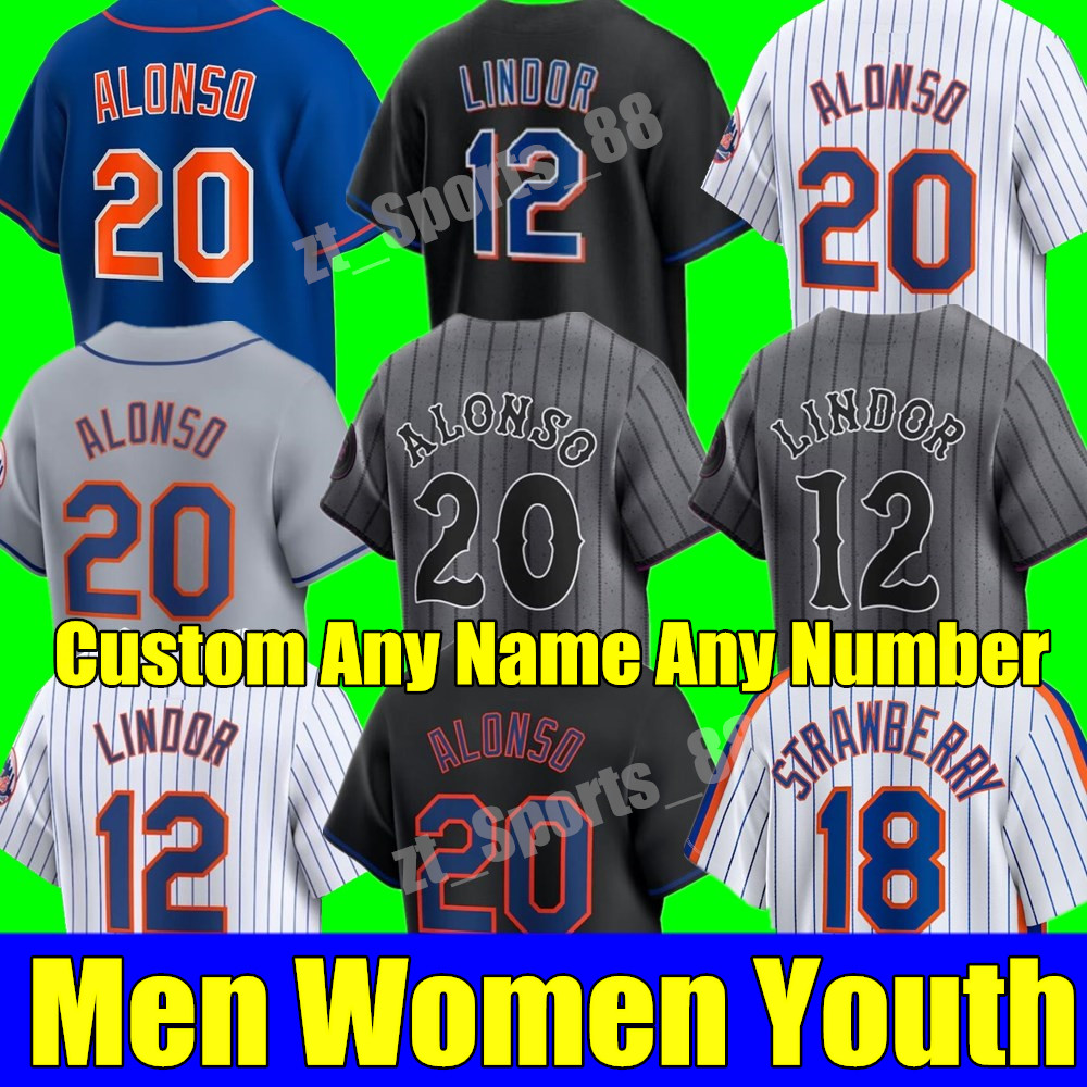 Custom S-4XL 2024 City Connect Baseball Jersey Pete Alonso Francisco Lindor Edwin Diaz Max Scherzer Starling Marte mets Strawberry Keith Hernandez Men Women Youth 