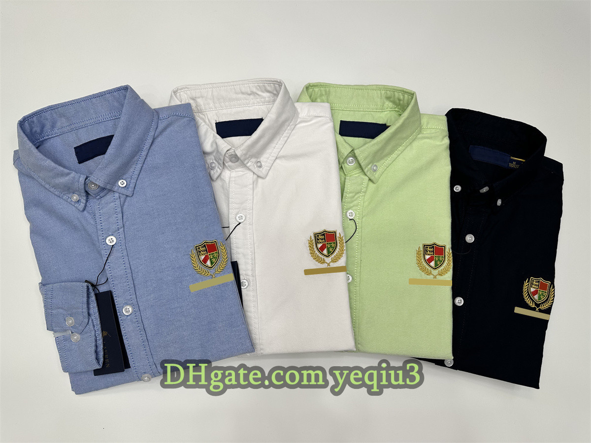 Men Designer Shirts Classic Small Horse Fashion Handsome Embroidered Badge Business Casual Style Plus Size Premium Cotton Plaid shirt Patterns shirt