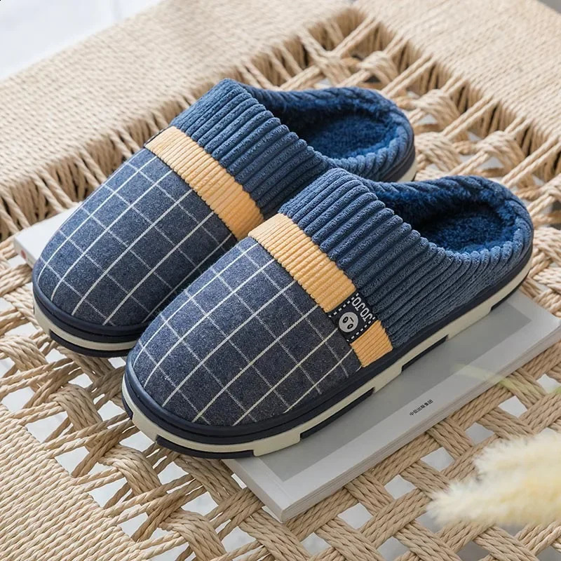 46-50 Extra-large Size Men Women Winter Plush Cotton Slippers Household Shoes Men Warm Comfortable Slippers Non-slip Home Shoes 260921