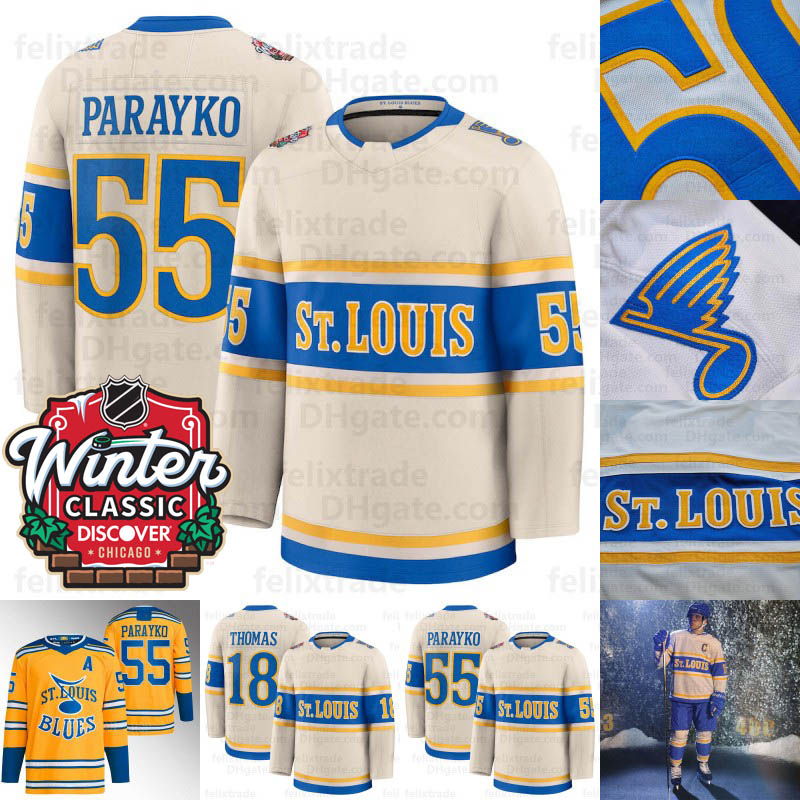 St.Blues 2025 Winter Classic Hockey Jersey 18 Thomas 50 Binnington 55 Parayko 25 Kyrou Custom Any Name Number S-XXXL Mens Womens Youth